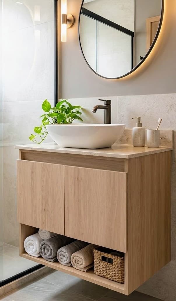 Mueblé aéreo con base de Porcelanato de 55x48cm. Alto 55cm.